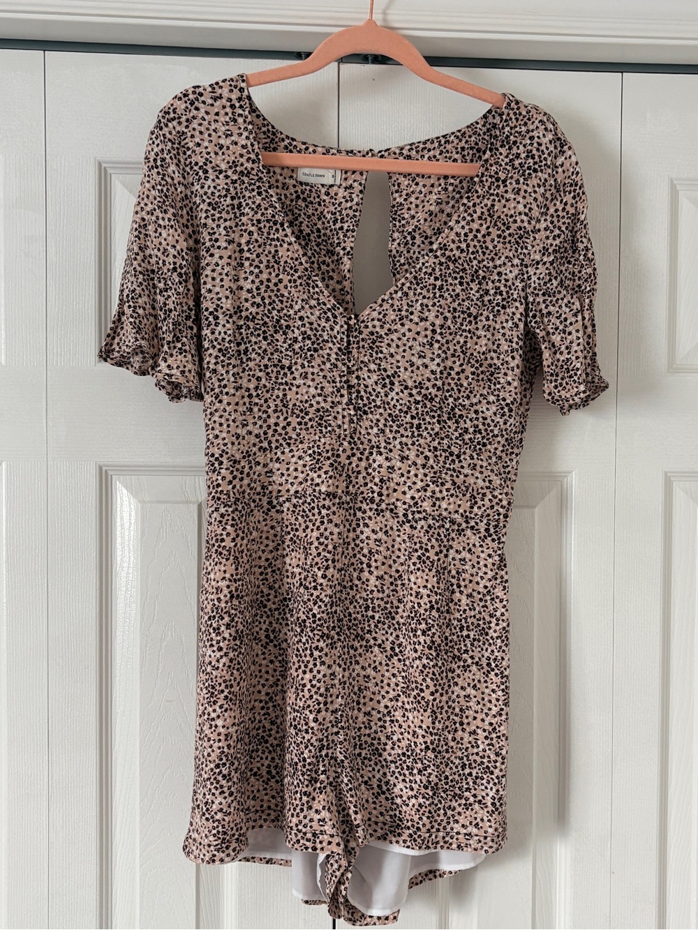 Gentle Fawn Beige Mini Dress with Black Spot Print
